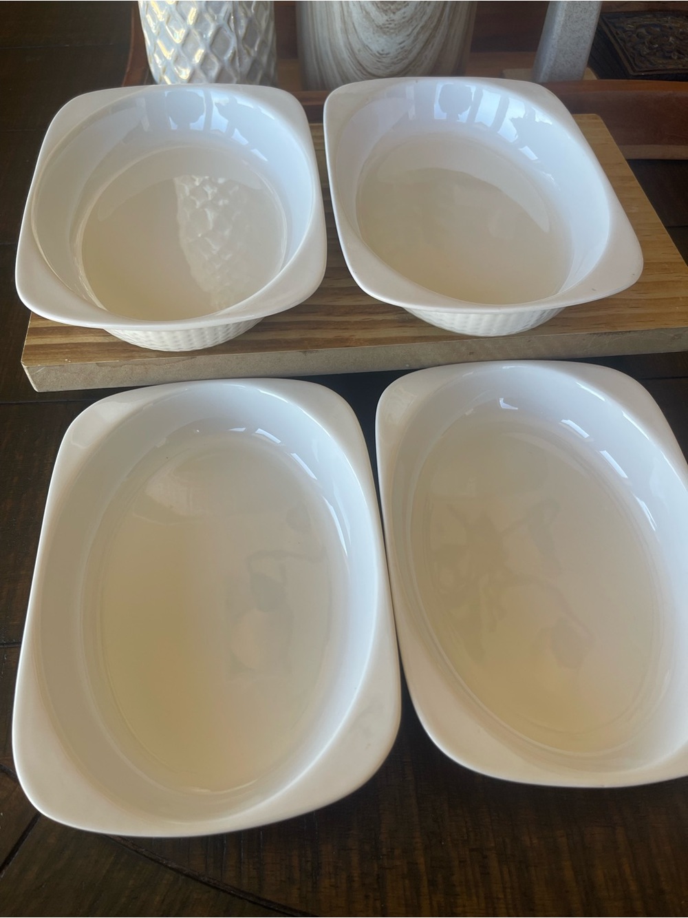White Ceramic Large Dish - Set of 4